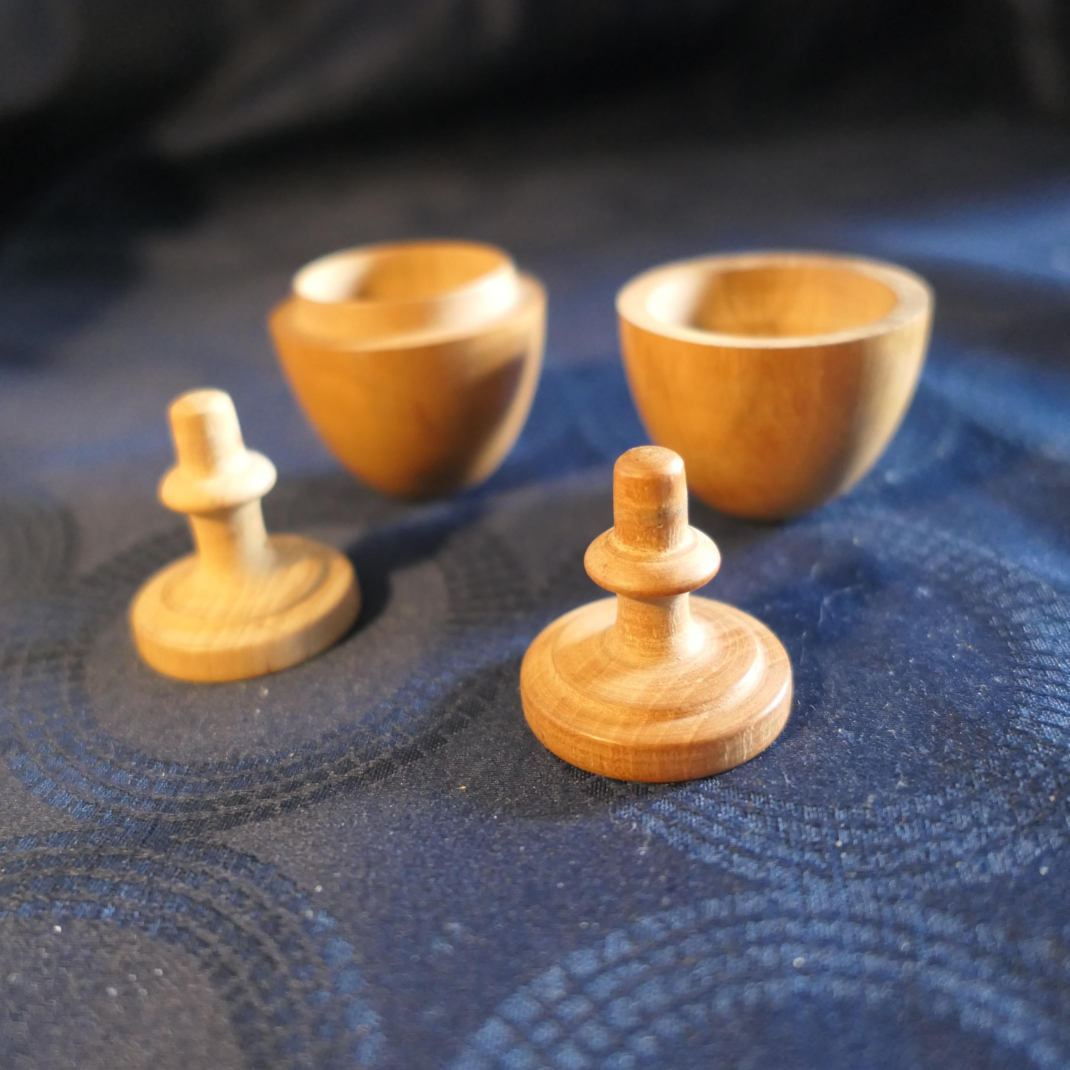 A Pair of Collapsable Travelling Treen Egg Cups  What fun, an “egg”  For Sale 1