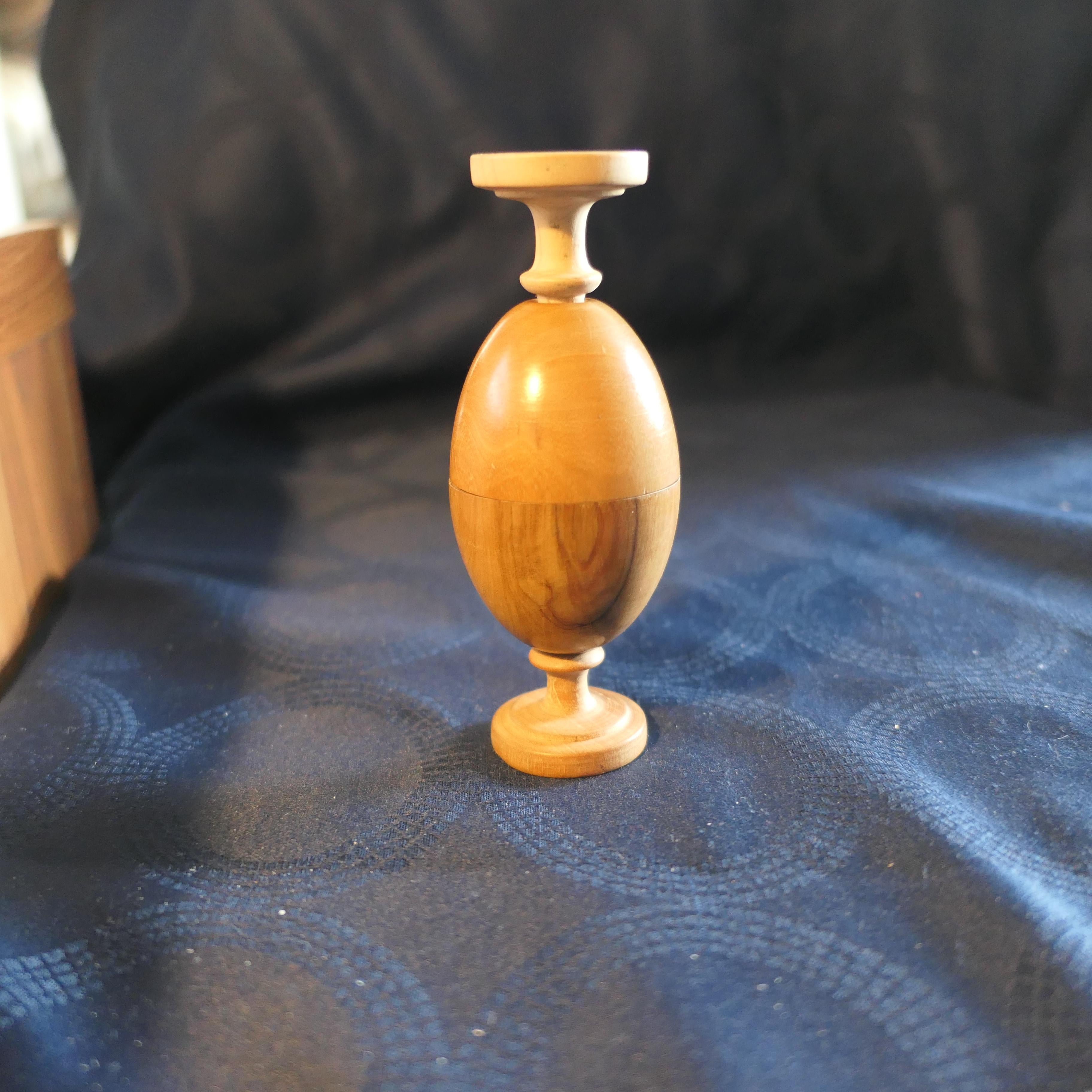 A Pair of Collapsable Travelling Treen Egg Cups  What fun, an “egg”  For Sale 3