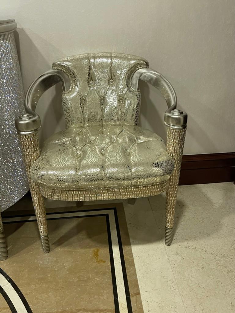 Pair of Colombostile Armchairs with Swarovski, Handmade in Italy In Good Condition For Sale In Vaughan, ON