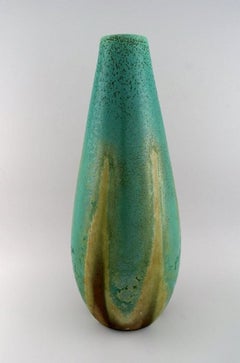 Pair of Colossal French Art Deco Floor Vases in Glazed Ceramics