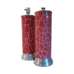 A Pair of Column Lamps by Bouck White In Crackle