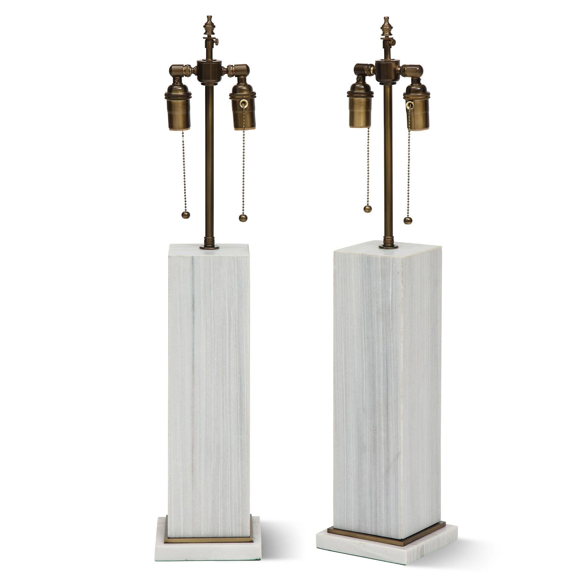 French Pair of Column Shaped Lamps, 