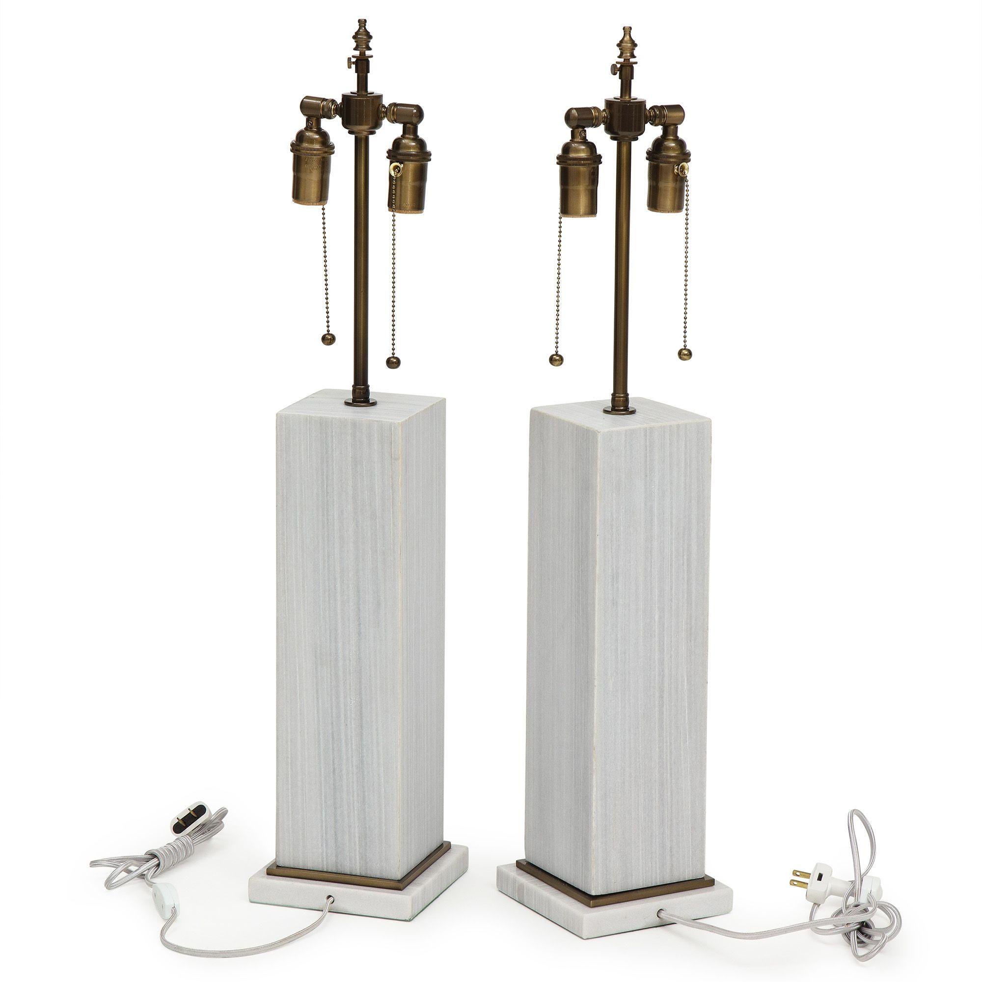 Pair of Column Shaped Lamps, 
