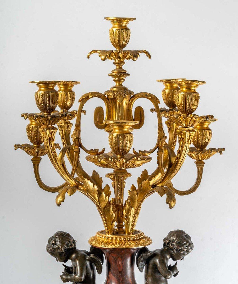 Pair of Columns and Candelabra Vase, 19th Century 2