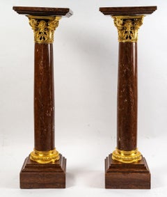 Pair of Columns and Candelabra Vase, 19th Century