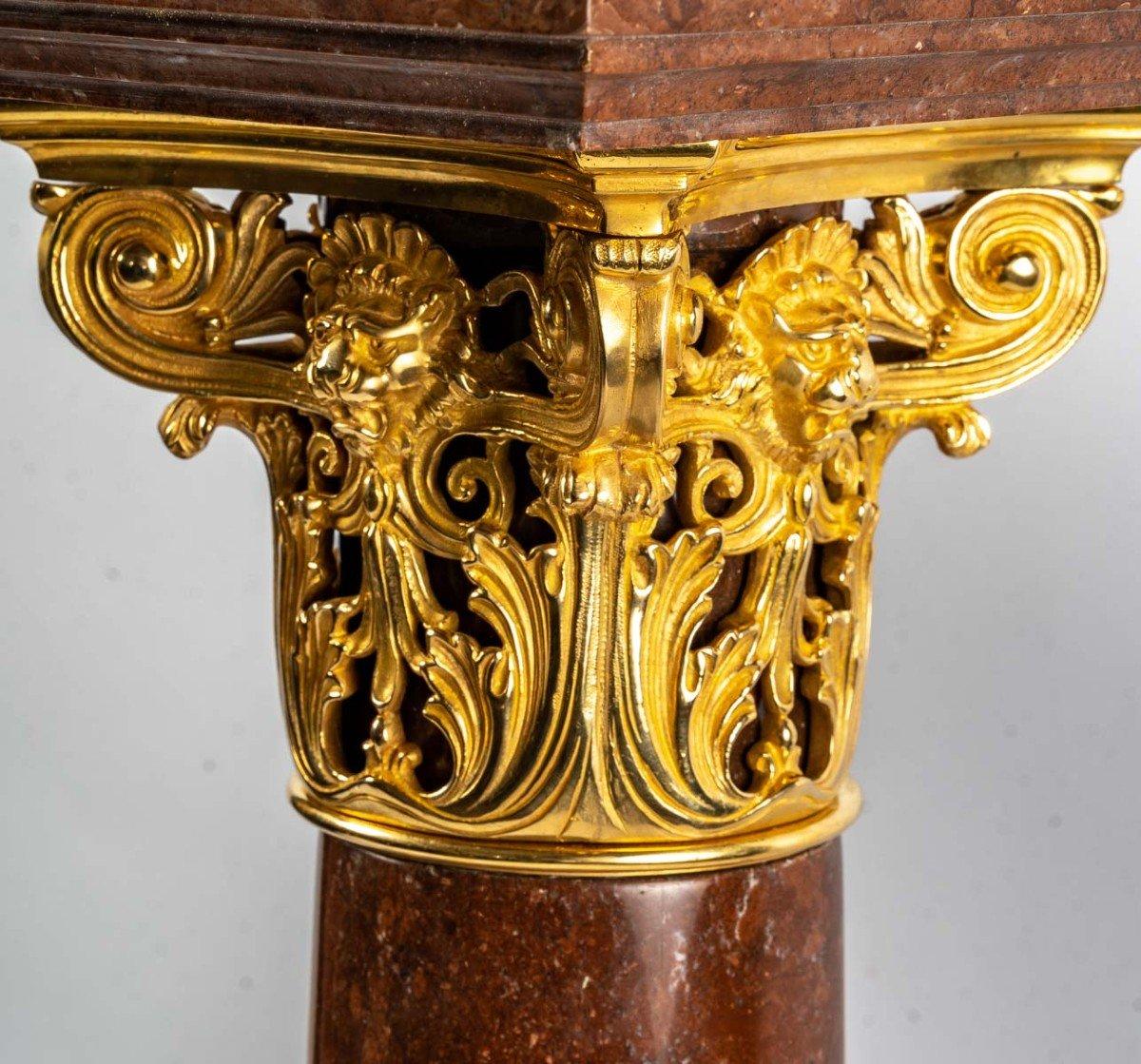 Bronze Pair of Columns and Candelabra Vase, 19th Century