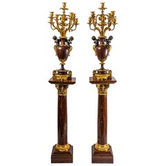 Pair of Columns and Candelabra Vase, 19th Century