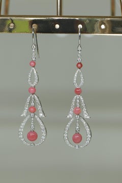 Pair of Conch Pearl and Diamond 18 Karat Earrings