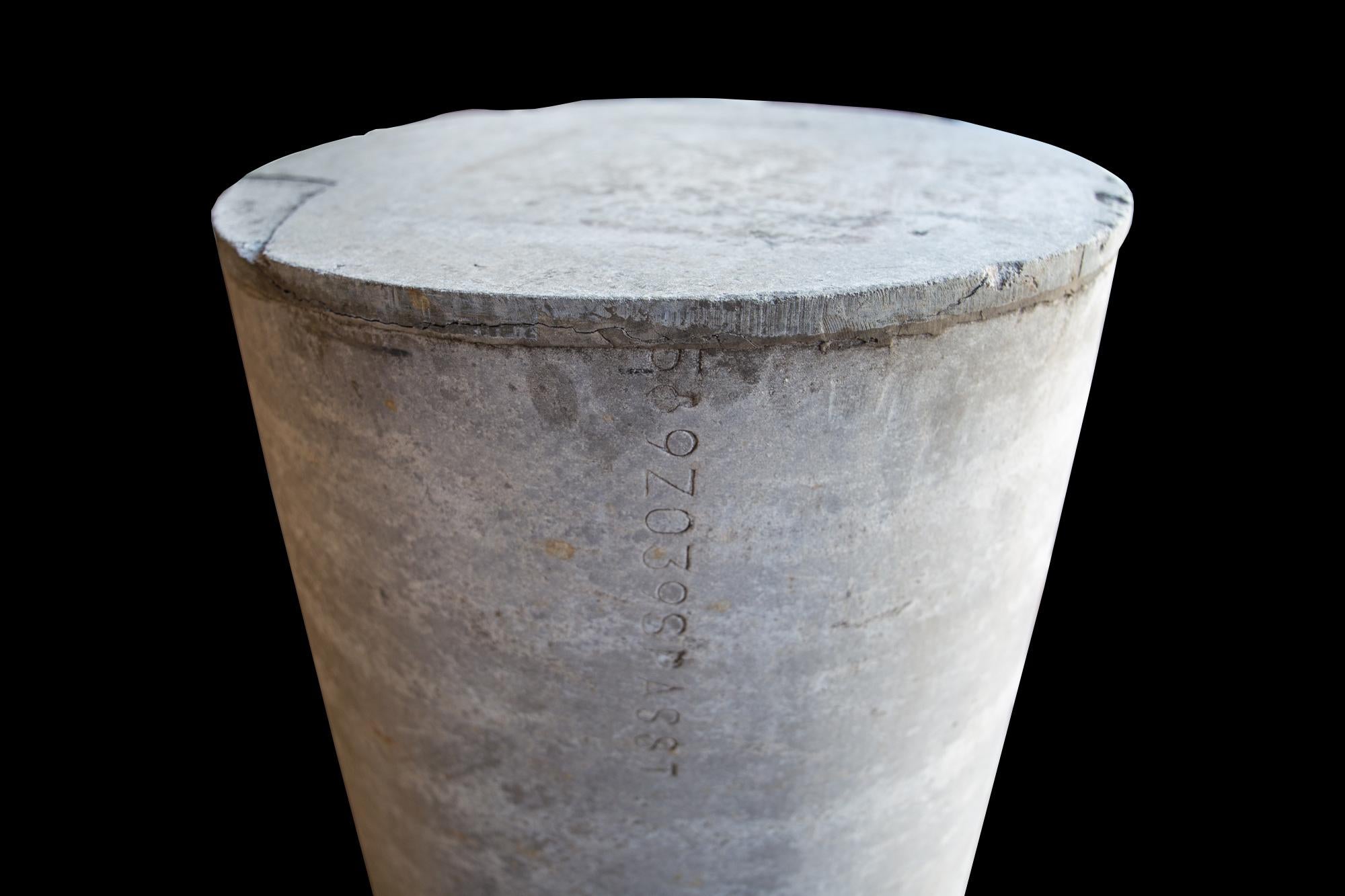 Brutalist Pair of Concrete Cylinder Pedestal Tables, France, 1960s