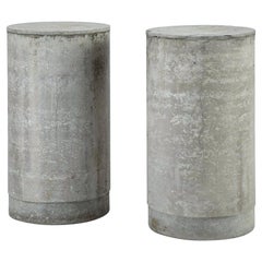 Pair of Concrete Cylinder Pedestal Tables, France, 1960s