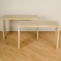Pair of Console Tables Covered in Parchment in the Manner of Jean-Michel Frank