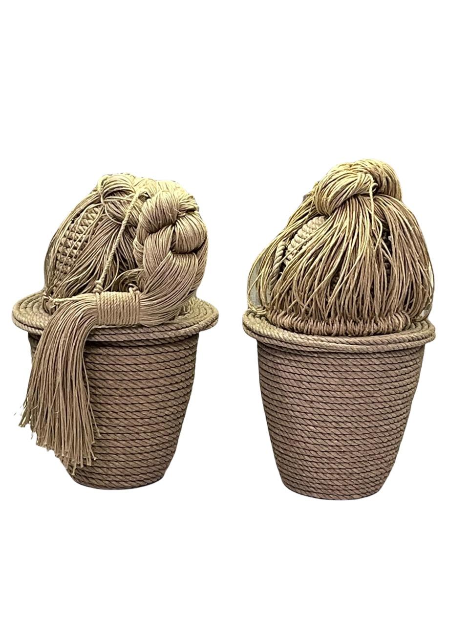Pair of Contemporary 21st Century French Christian Astuguevieille Jute Rope Co For Sale 1