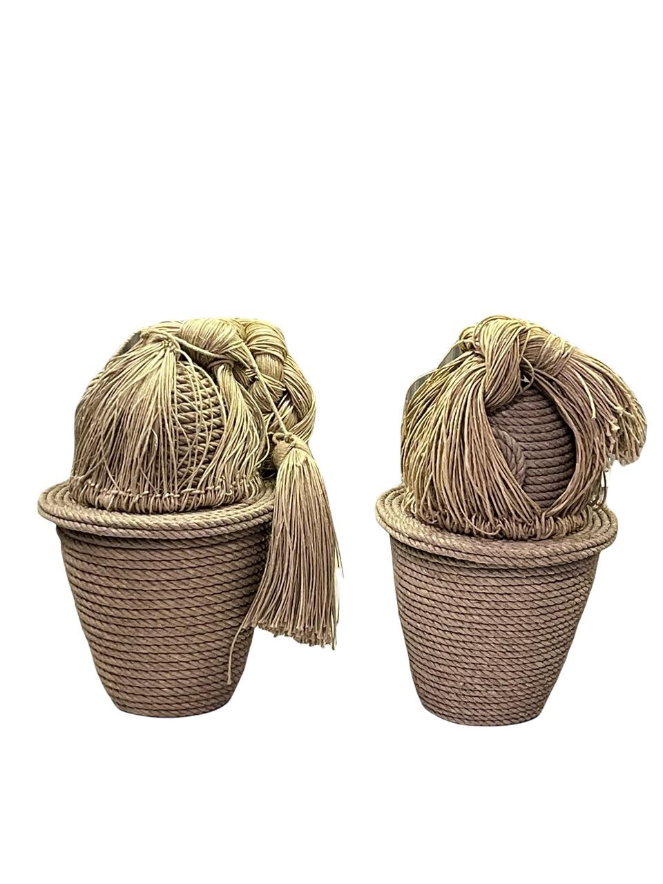 Pair of Contemporary 21st Century French Christian Astuguevieille Jute Rope Co 1