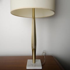 Pair of Contemporary Brass Lamps on Square Marble Bases