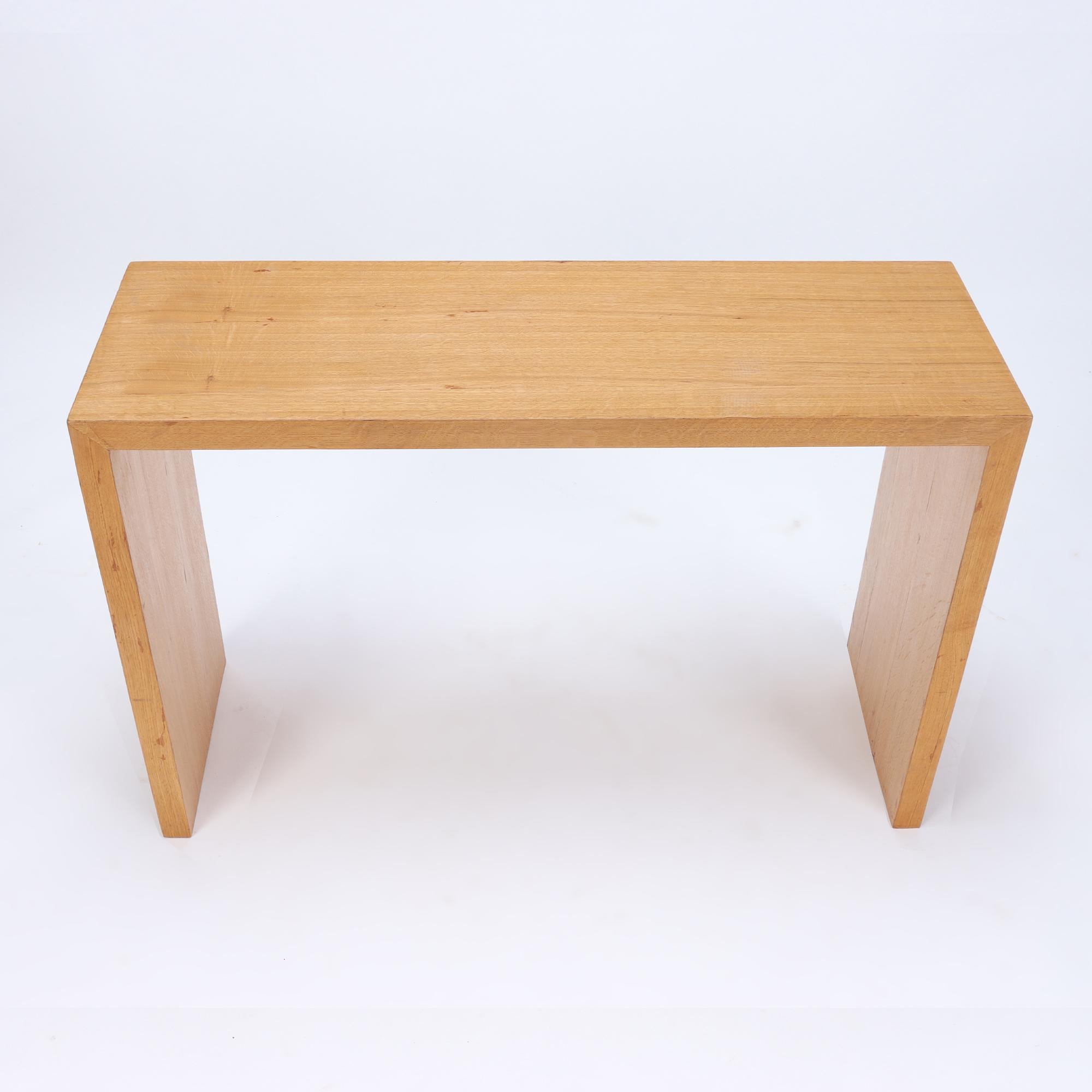 Pair of Contemporary Cerused Oak Console Tables In Good Condition For Sale In Philadelphia, PA
