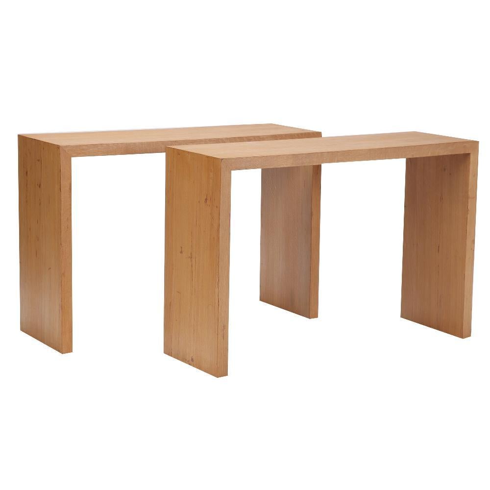 Pair of Contemporary Cerused Oak Console Tables For Sale