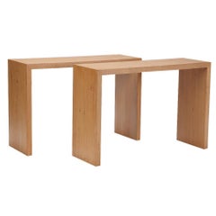 Used Pair of Contemporary Cerused Oak Console Tables