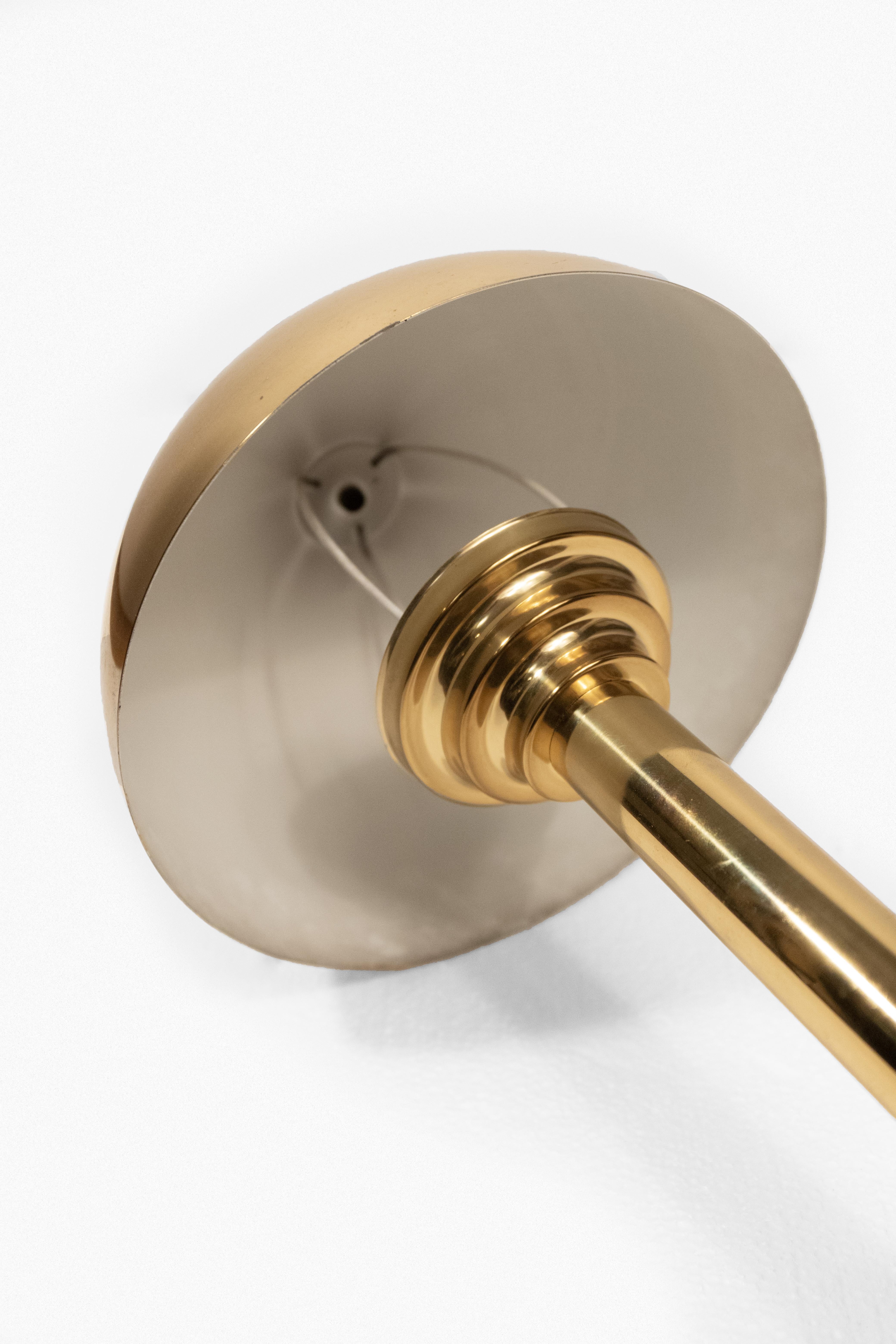 A Pair of Contemporary Design Brass Table Lamps with Dome Shades (Art déco) im Angebot