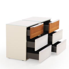 A Pair of Contemporary Hülsta White Lacquer Nightstands.