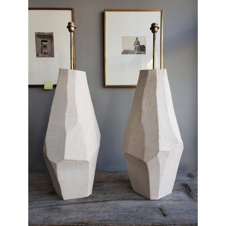 Pair of Contemporary Sculpted Ceramic Floor Lamps For Sale at 1stDibs