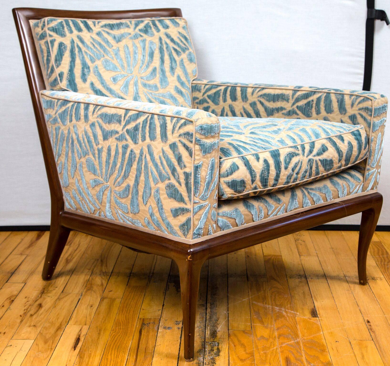 A pair of Nancy Corzine Allure lounge chairs upholstered in Nancy Corzine Cavallo fabric.