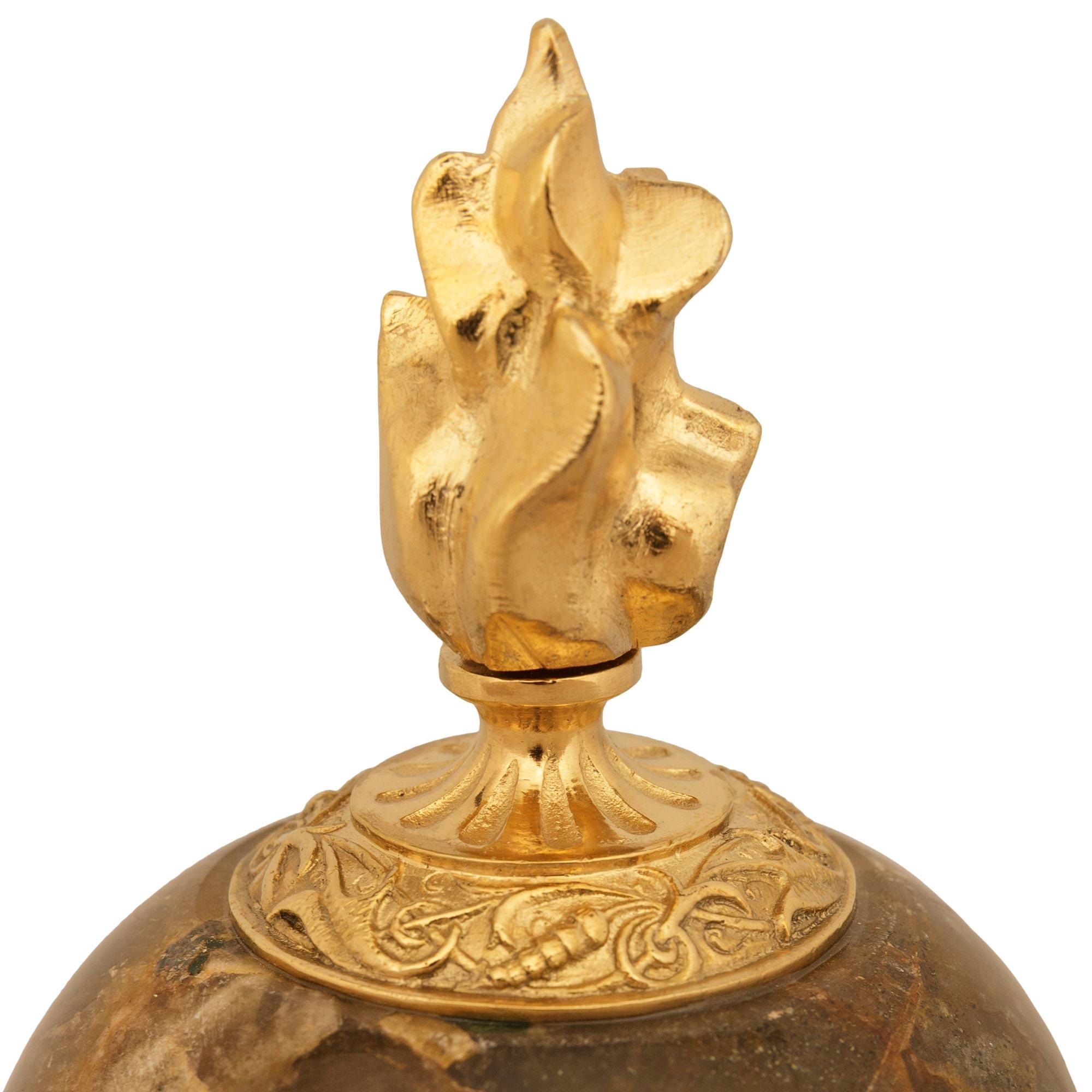 19th Century A pair of Continental 19th century Blue John and Ormolu trophies For Sale