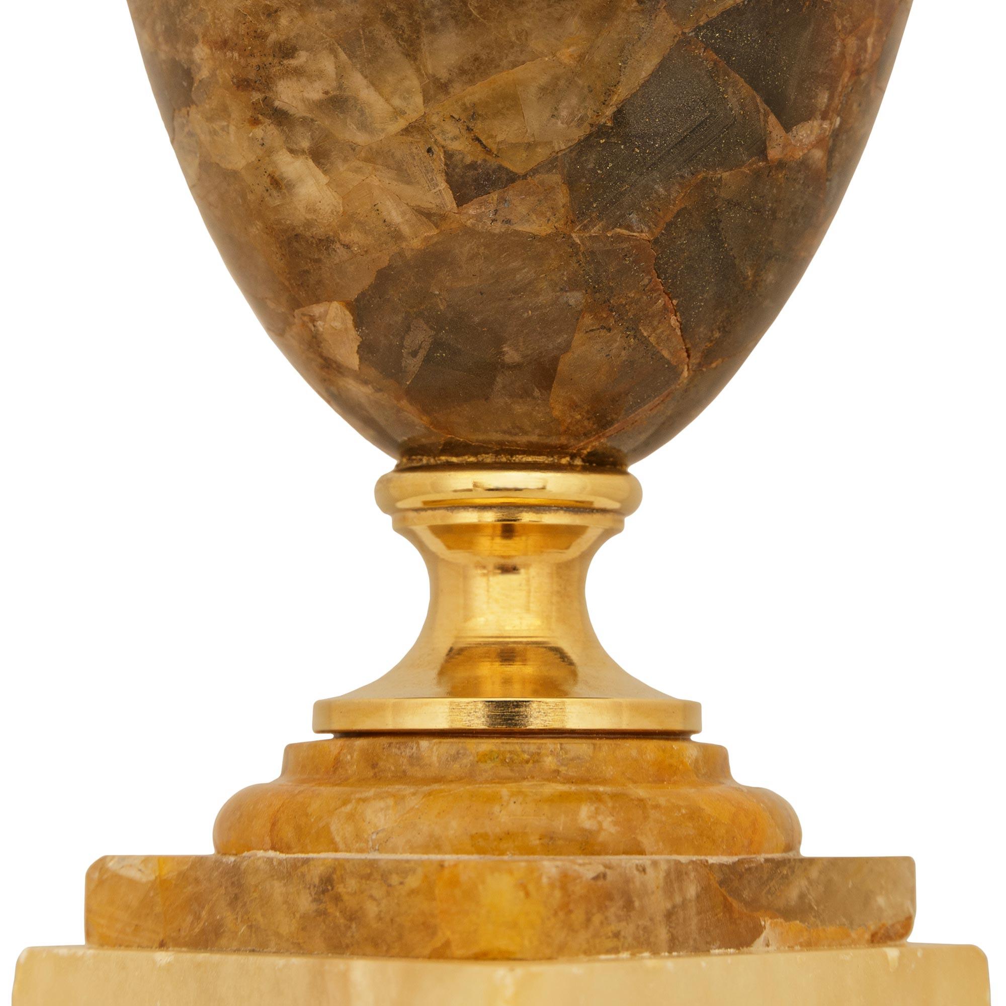 A pair of Continental 19th century Blue John and Ormolu trophies For Sale 2
