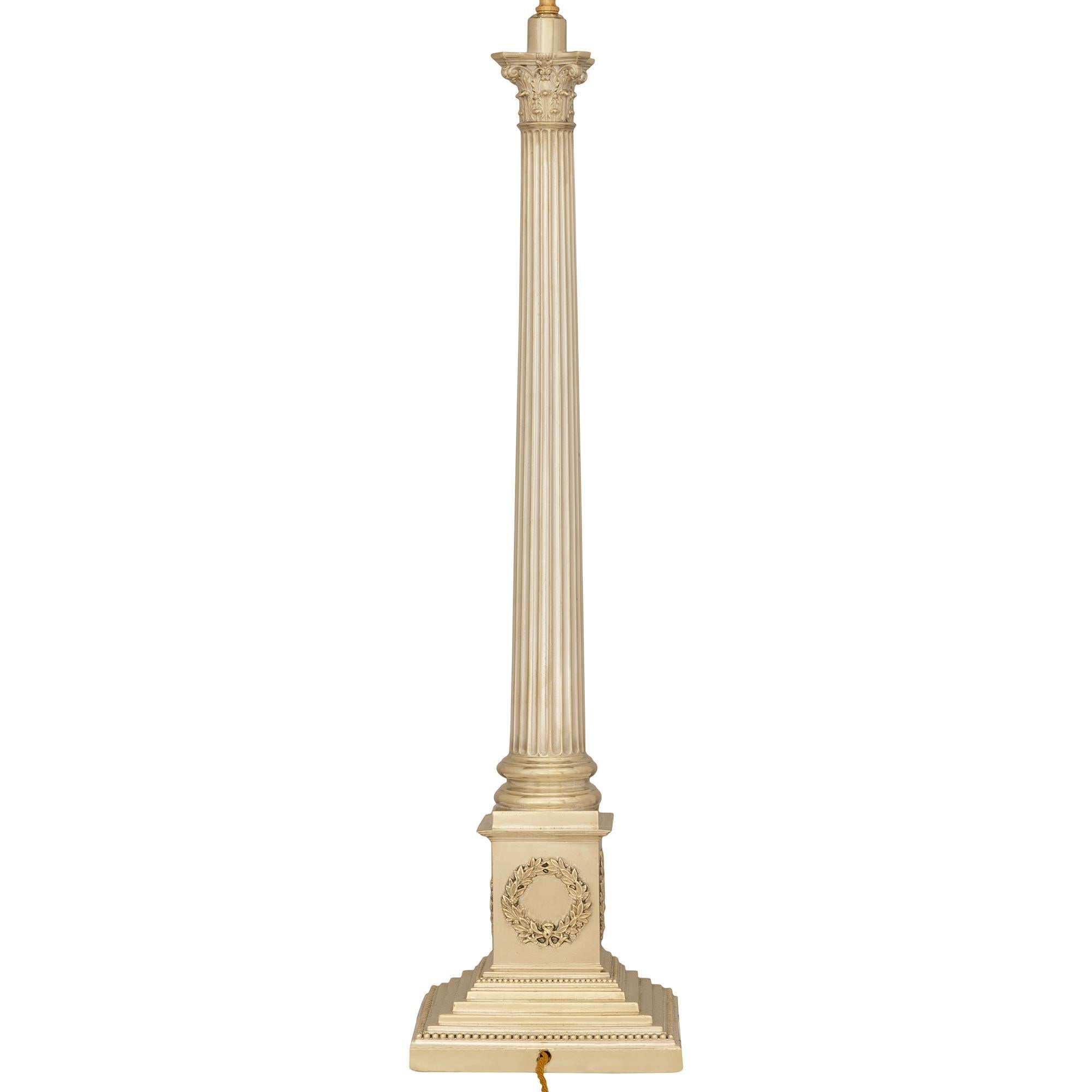 A pair of Continental 19th century Neo-Classical st. Silvered Bronze lamps For Sale 1
