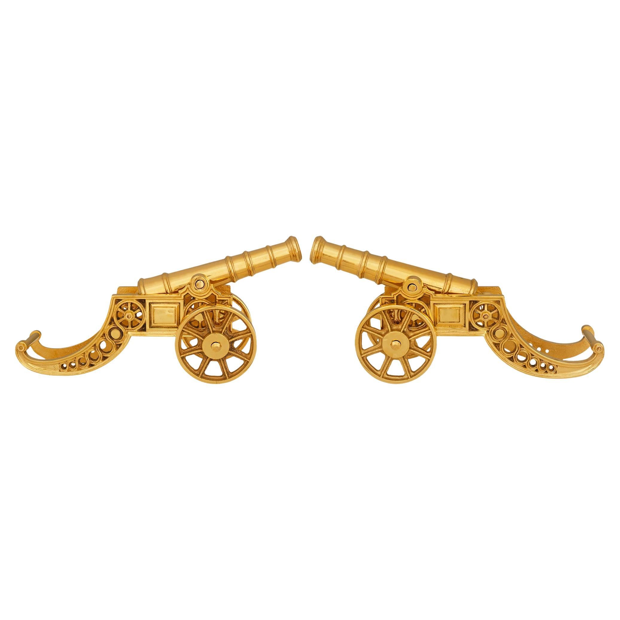 A pair of Continental 19th century Ormolu cannons For Sale