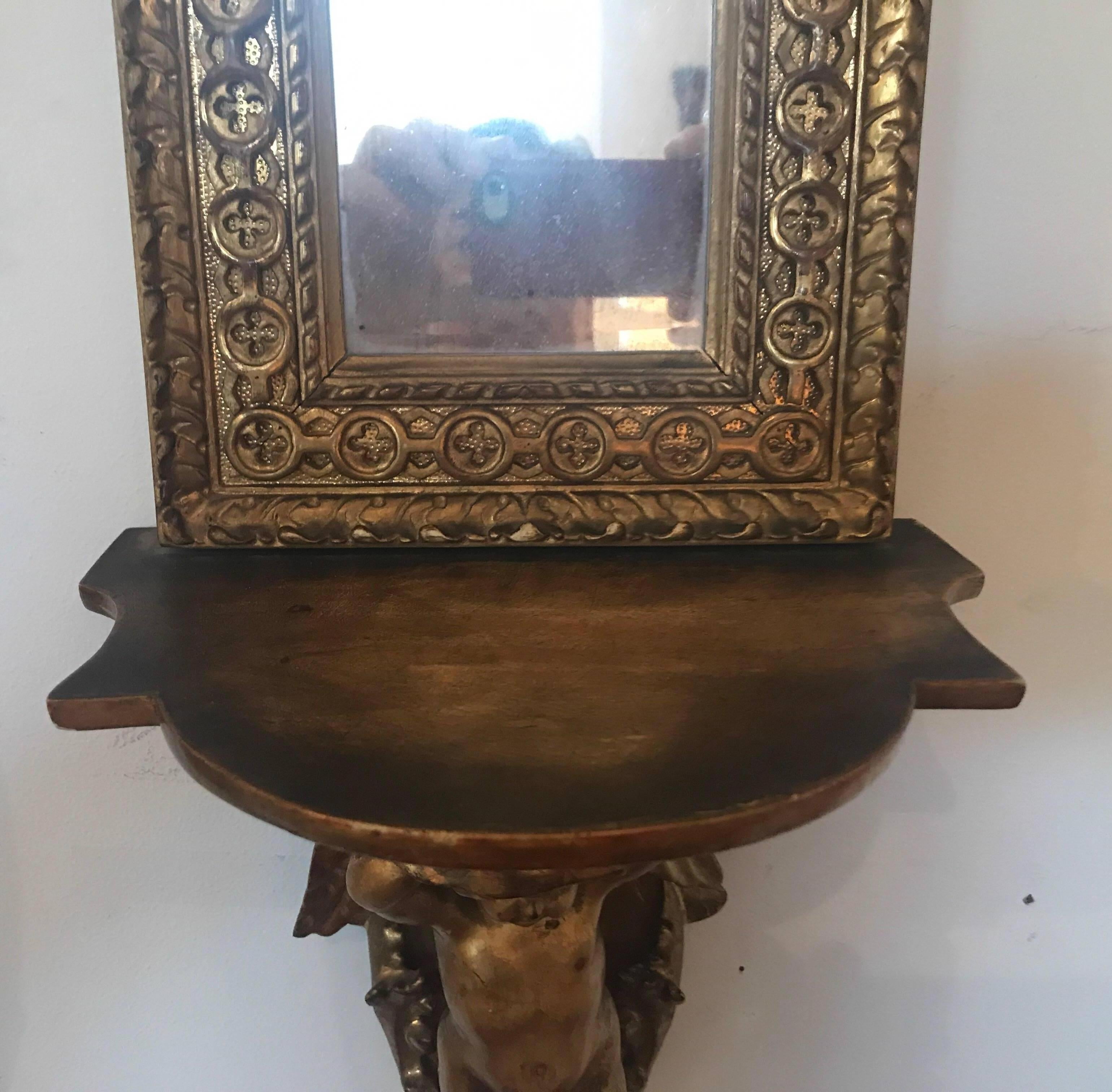European Pair of Continental Giltwood and Mirrored Sconces