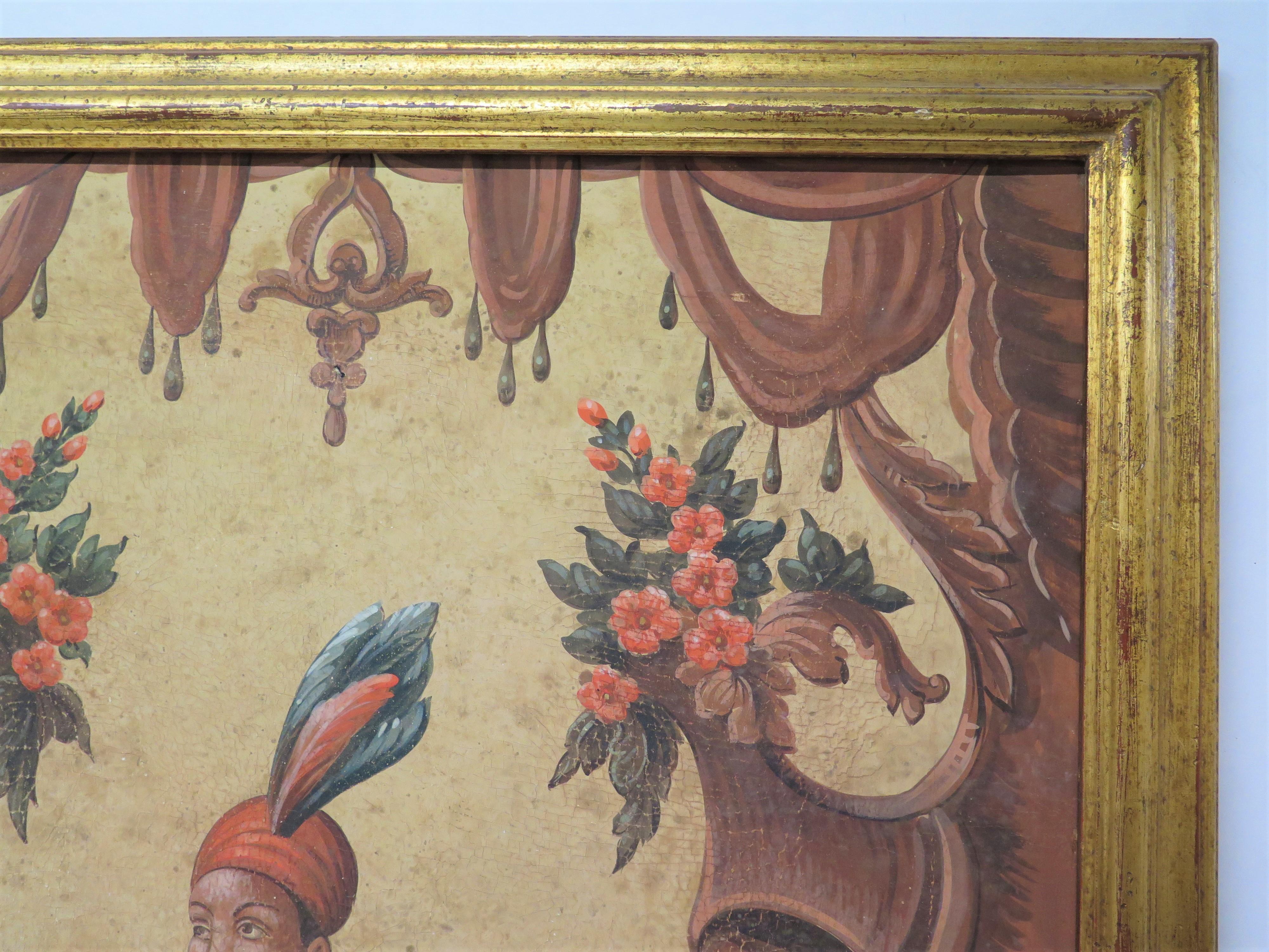 English A Pair of Continental Paintings, Depicting Allegories Of Africa and Asia For Sale