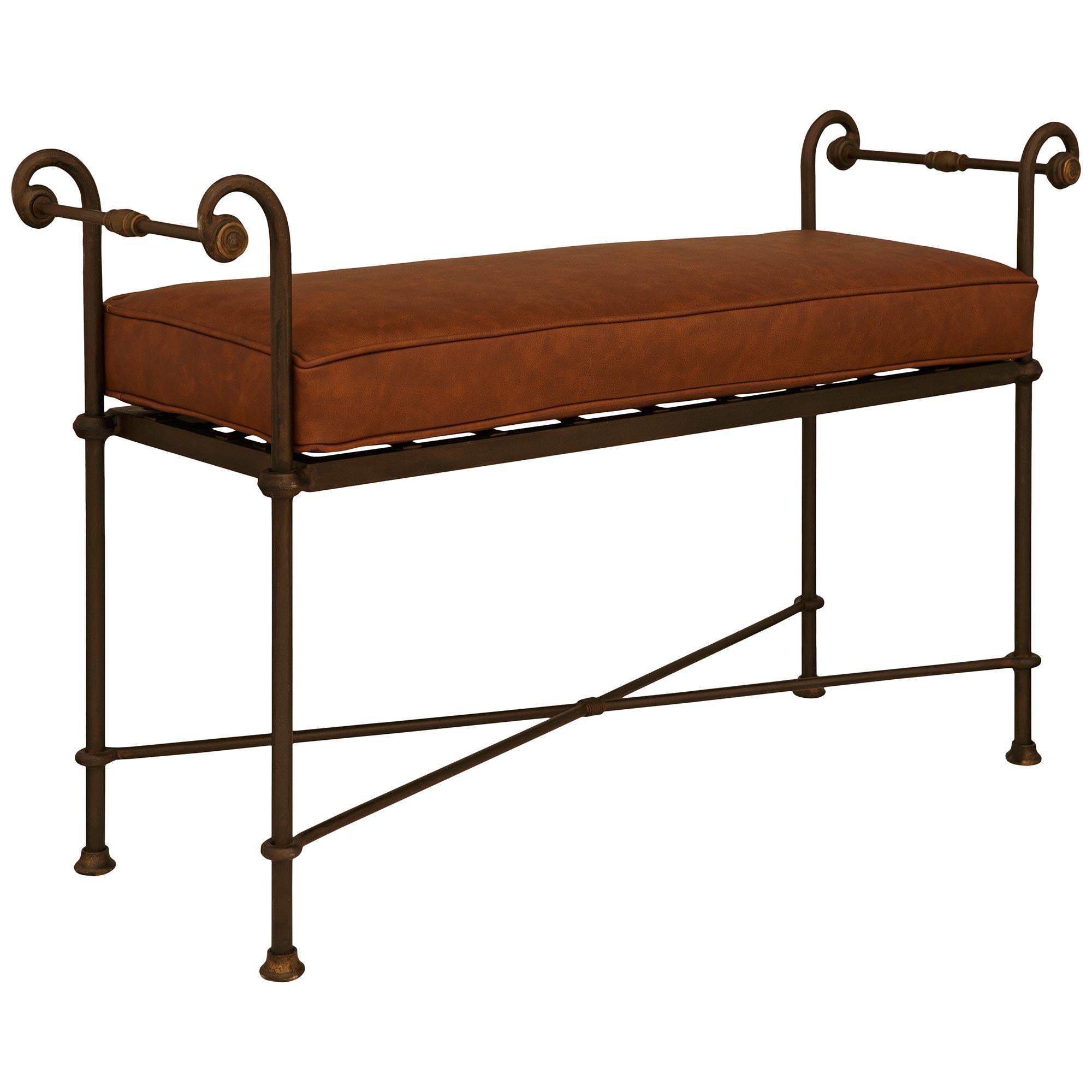 European A pair of Continental Turn of the Century Wrought Iron benches For Sale
