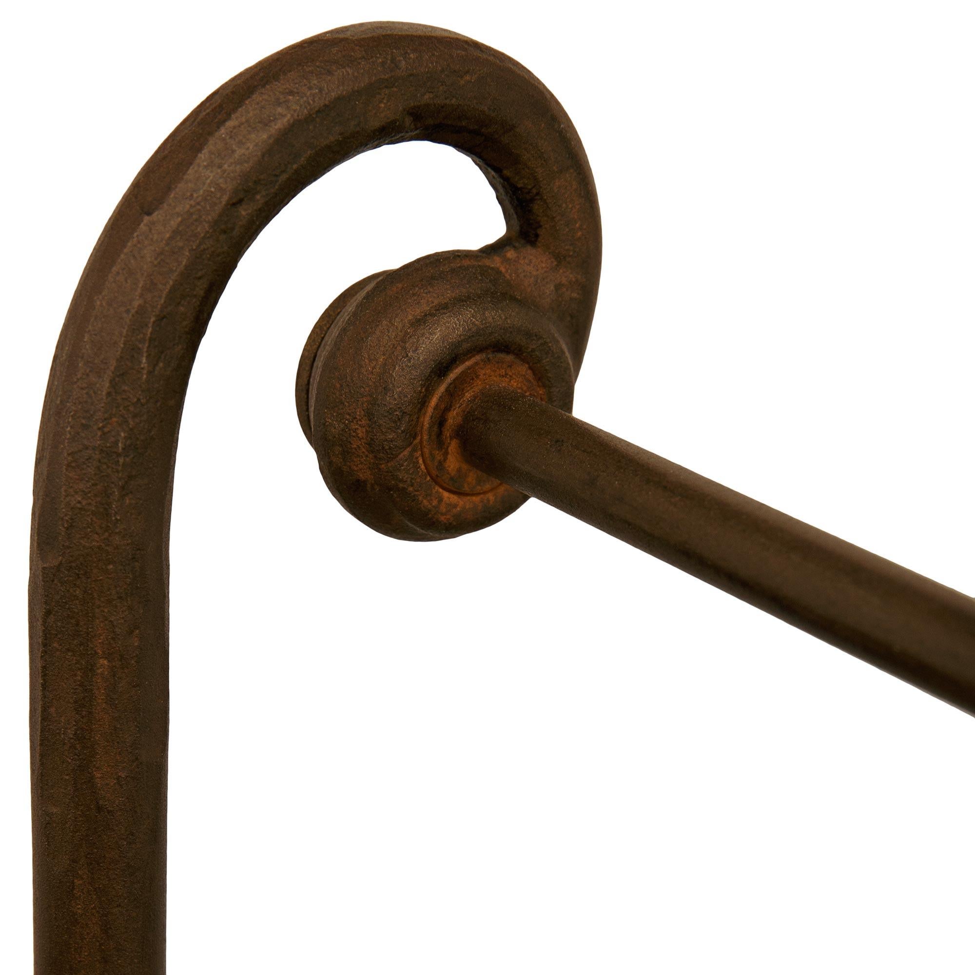 A pair of Continental Turn of the Century Wrought Iron benches For Sale 1