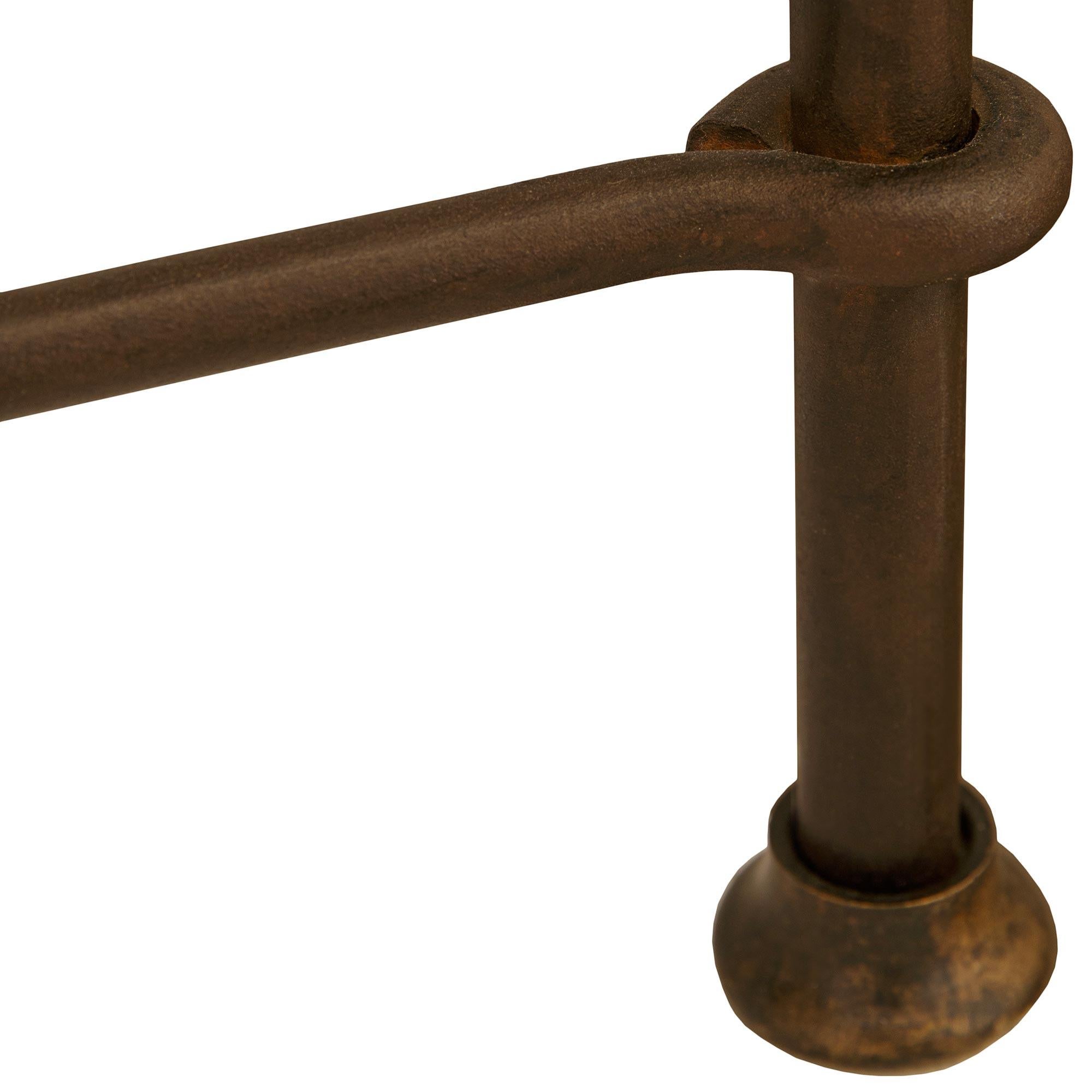 A pair of Continental Turn of the Century Wrought Iron benches For Sale 2