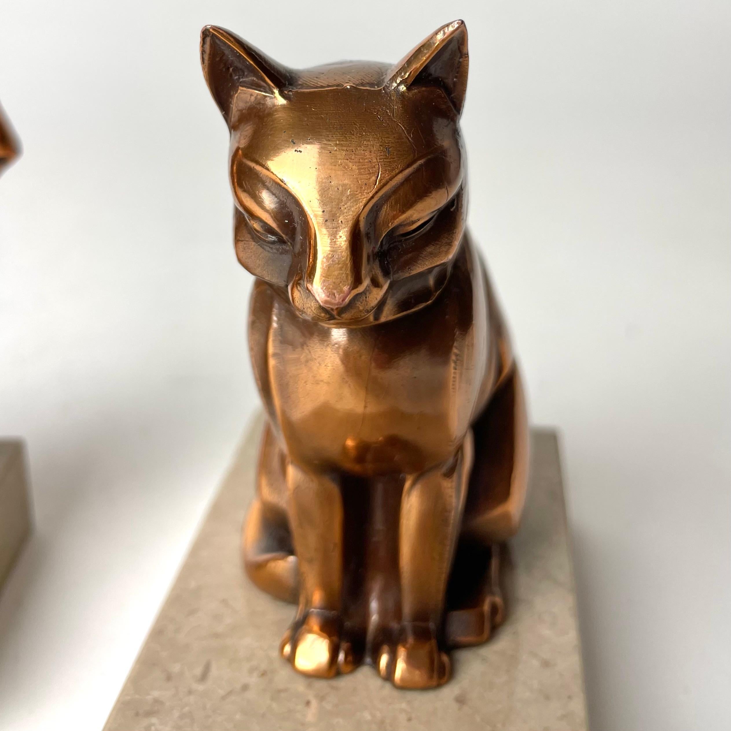 A pair of Cool Art Deco bookends from the 1920s-30s with period-typical cats 1