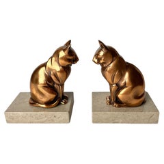 A pair of Cool Art Deco bookends from the 1920s-30s with period-typical cats