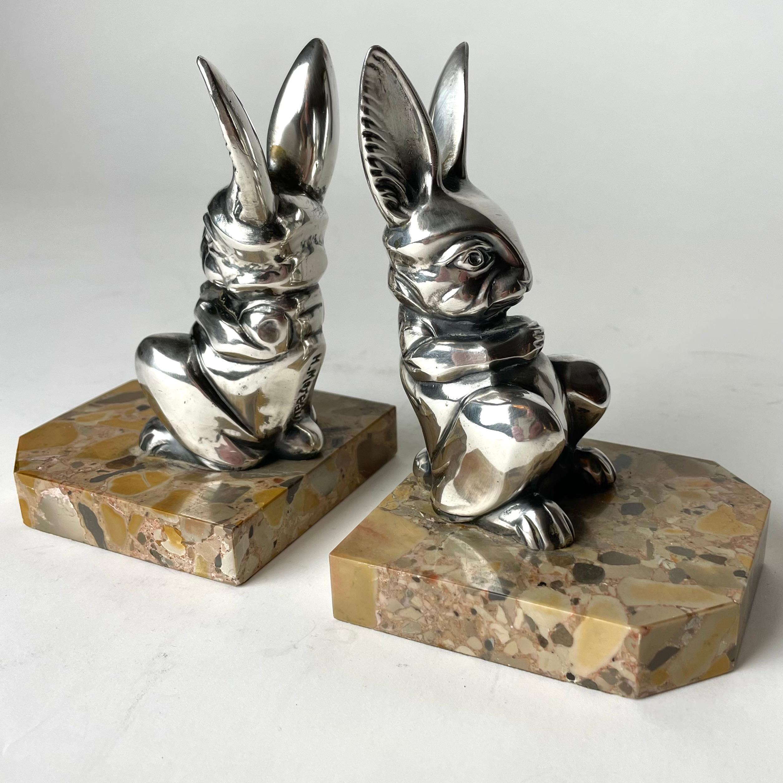 French A pair of Cool Art Deco bookends from the 1920s by Hippolyte Moreau For Sale