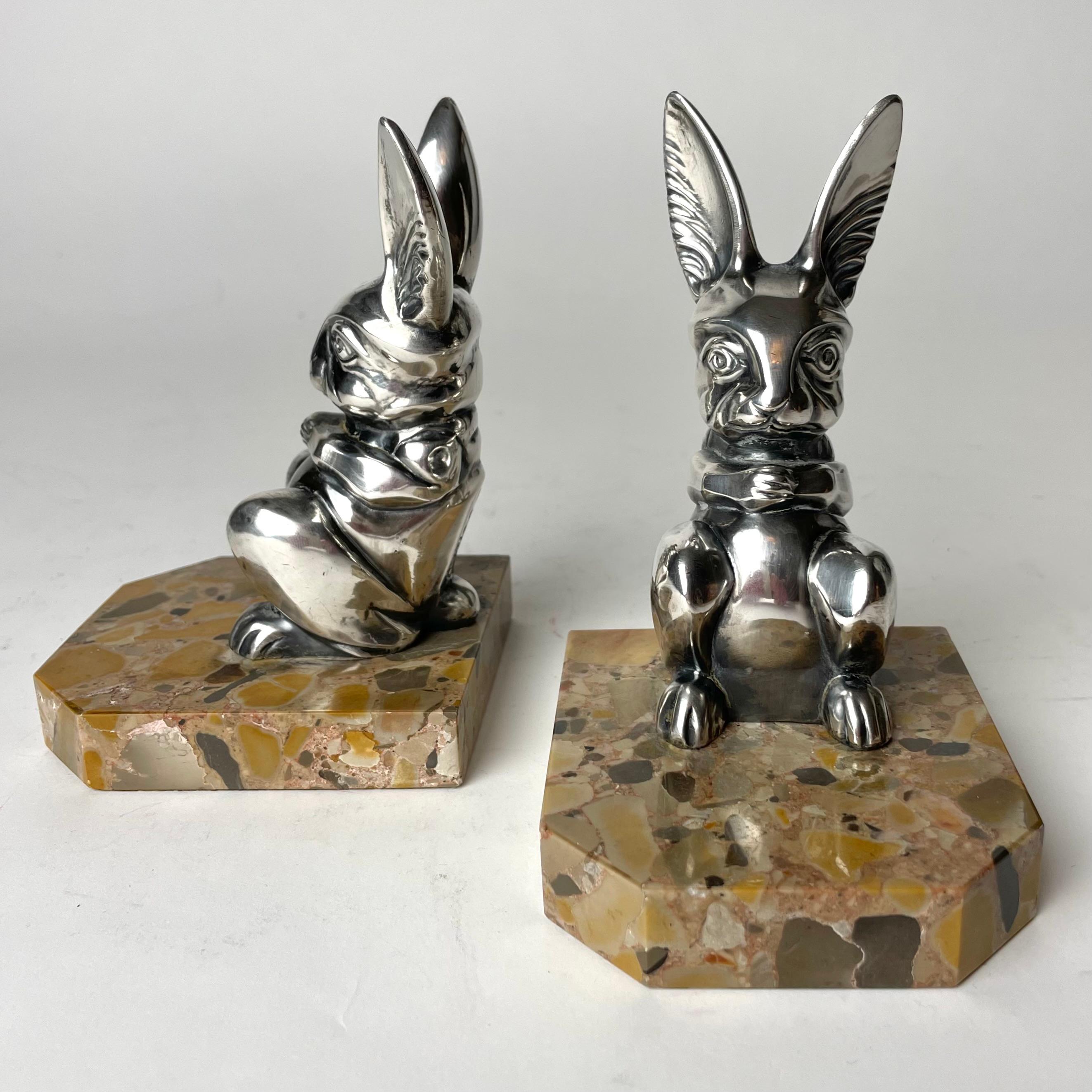 A pair of Cool Art Deco bookends from the 1920s by Hippolyte Moreau In Good Condition For Sale In Knivsta, SE