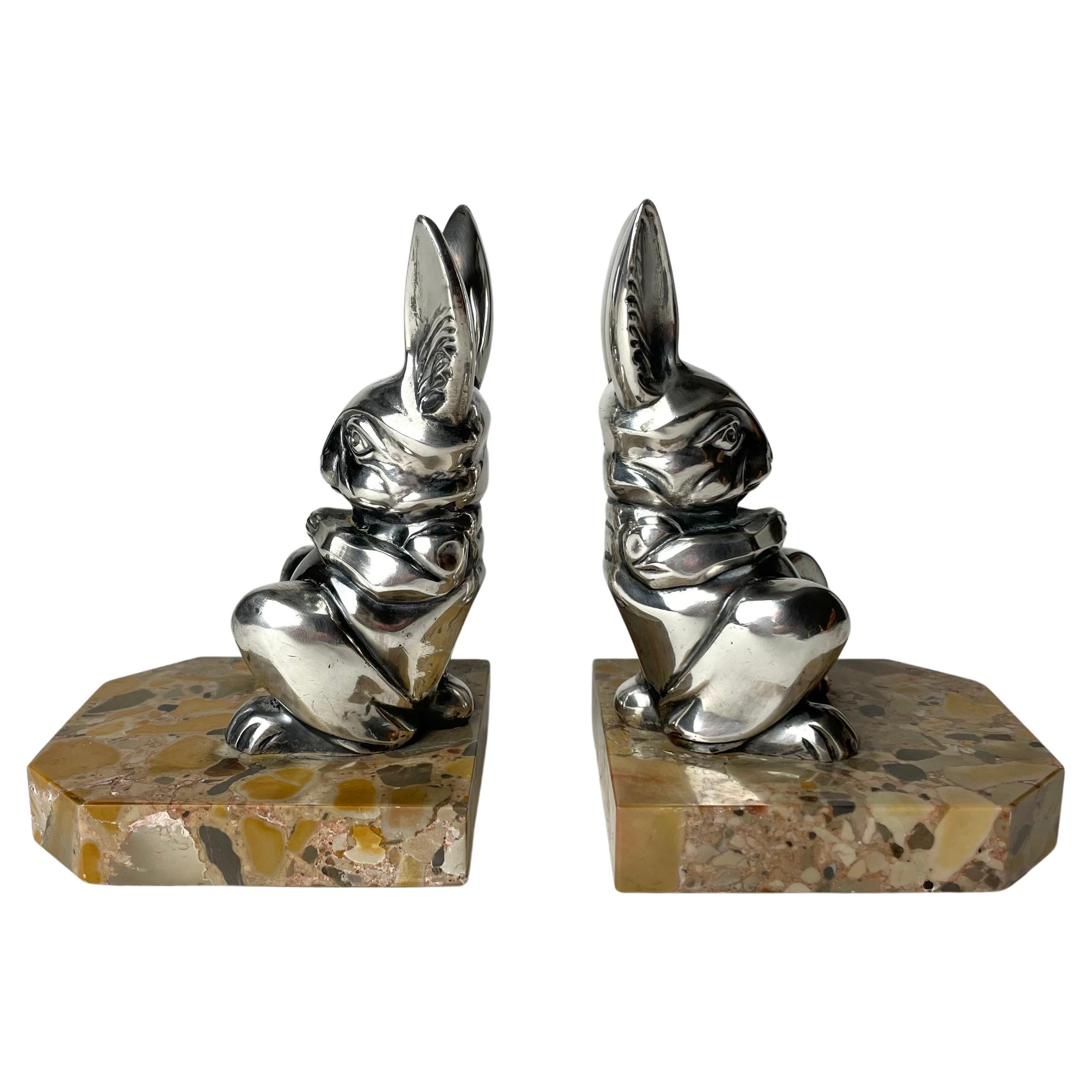 A pair of Cool Art Deco bookends from the 1920s by Hippolyte Moreau For Sale