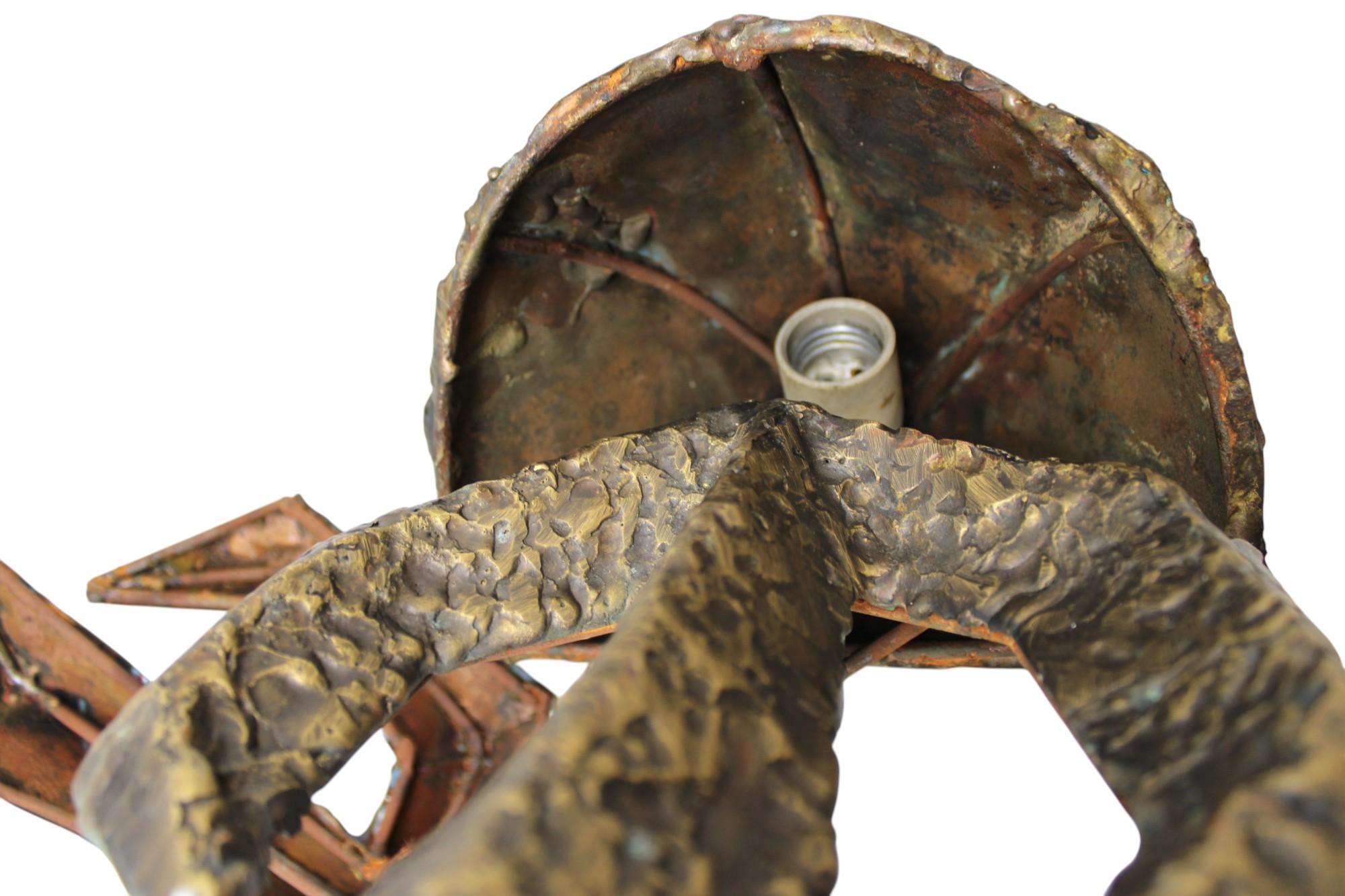 American A Pair of Copper Brutalist Ner Tamid Synagogue Sconces For Sale