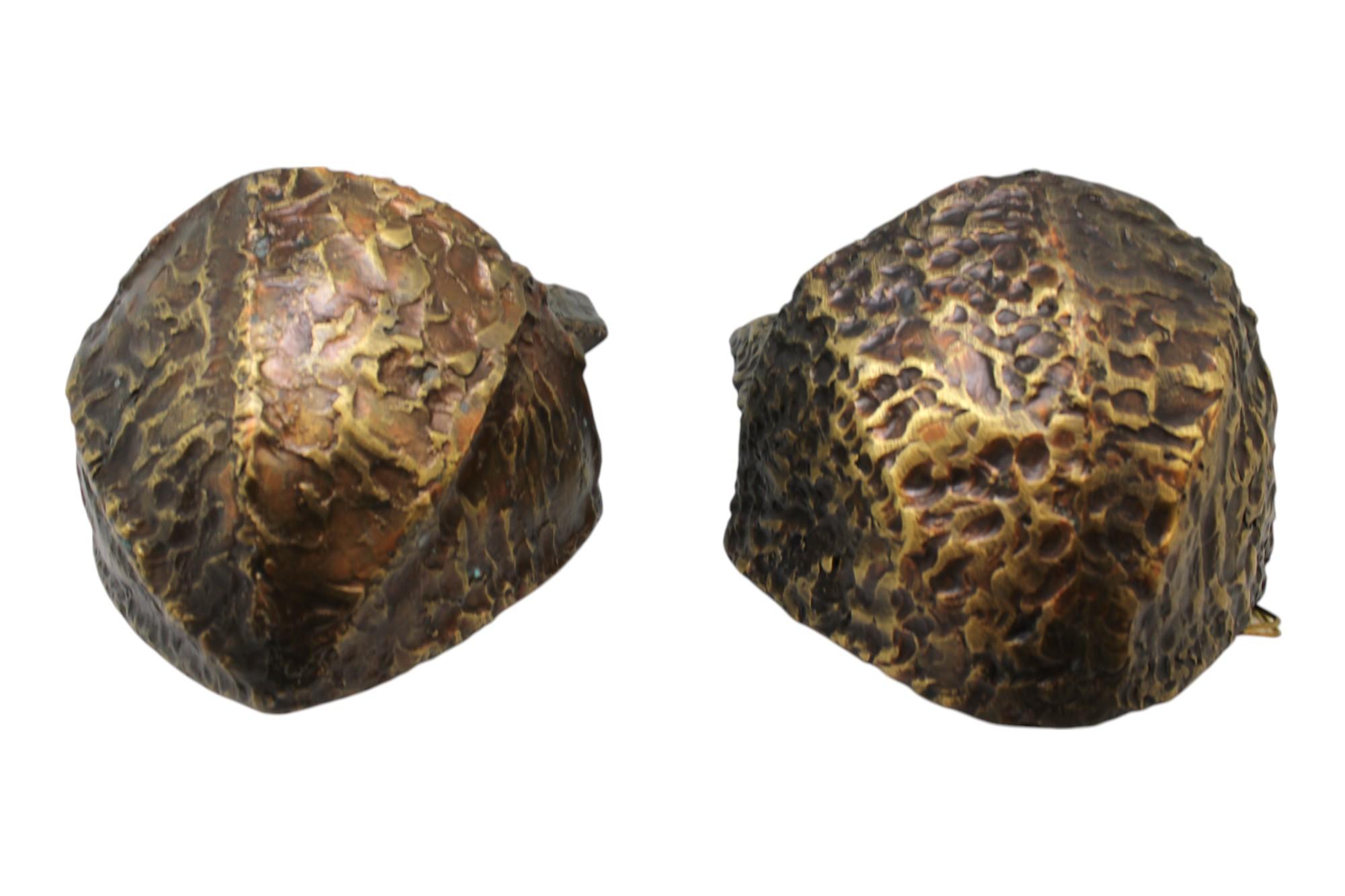 20th Century A Pair of Copper Brutalist Ner Tamid Synagogue Sconces For Sale