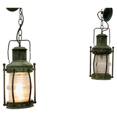 A Pair of Copper Ships Style Hanging Lights
