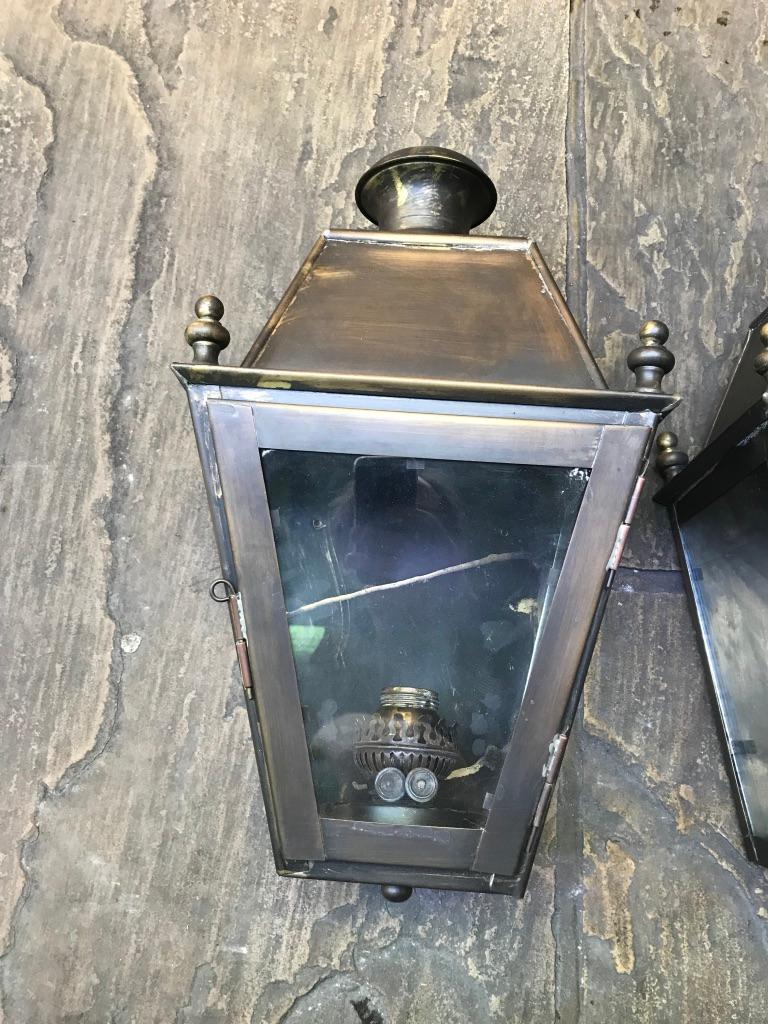 Pair of Copper Wall Lanterns For Sale 1
