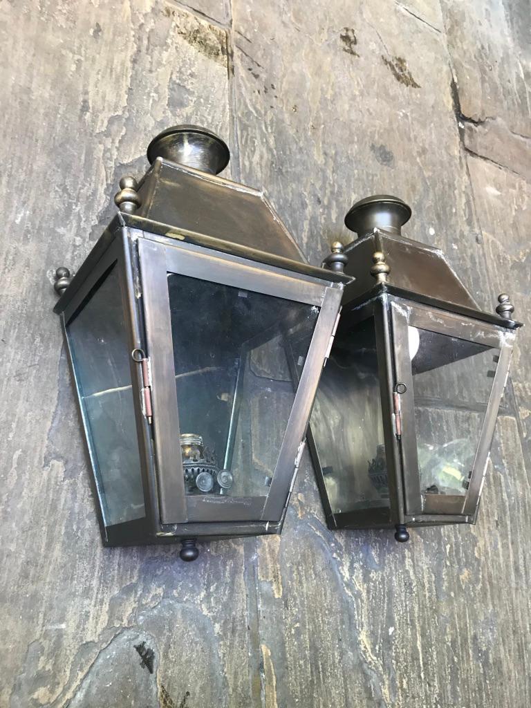 Pair of Copper Wall Lanterns For Sale 2
