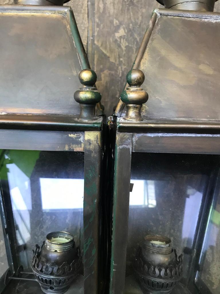 Pair of Copper Wall Lanterns For Sale 3