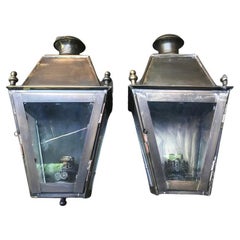 Antique Pair of Copper Wall Lanterns
