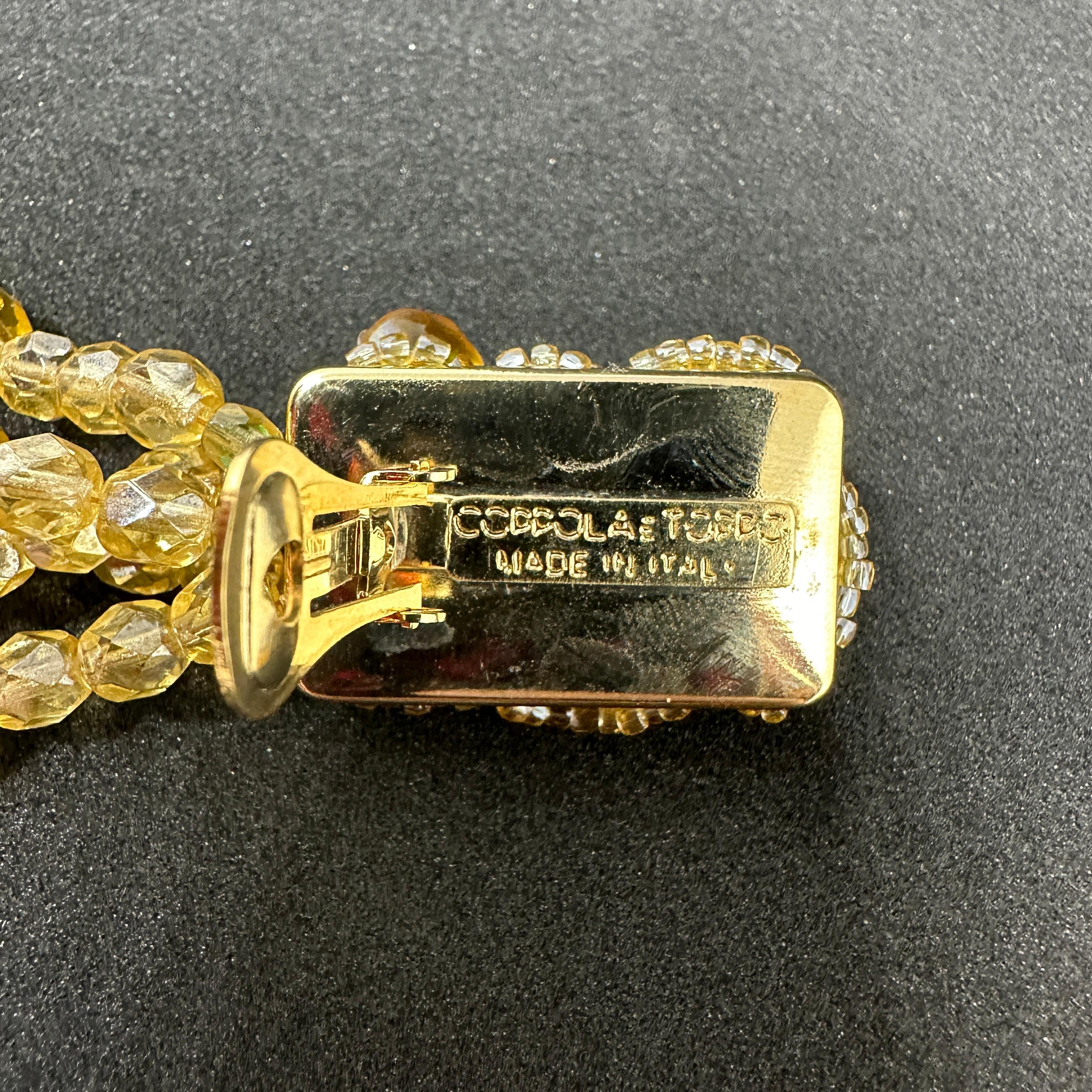 A Pair of Coppola e Toppo Golden Crystals Tassel Clip-on Long Earrings For Sale 3