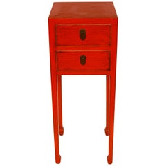 Pair of Coral Asian Style Bedside Cabinets