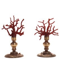 Pair of Coral Branches from Wunderkammer, Italy 1870