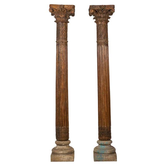 Column Set A Set of Four European-Inspired Wooden Columns at 1stDibs